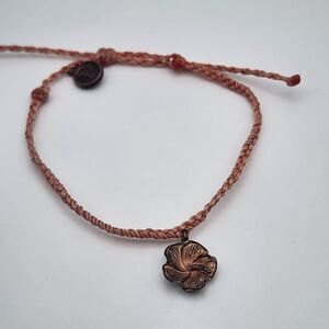 Pura Vida Coral Adjustable Hibiscus Cord Bracelet